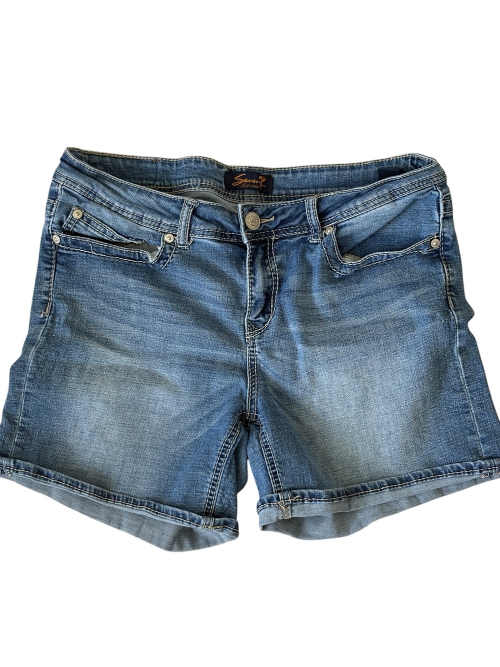 Seven 7 Womens Jean Shorts Size 12 Denim Stretch